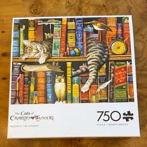 750 Piece Cat Puzzle - Colorful Books and Tabby “The Cats of Charles Wysocki”